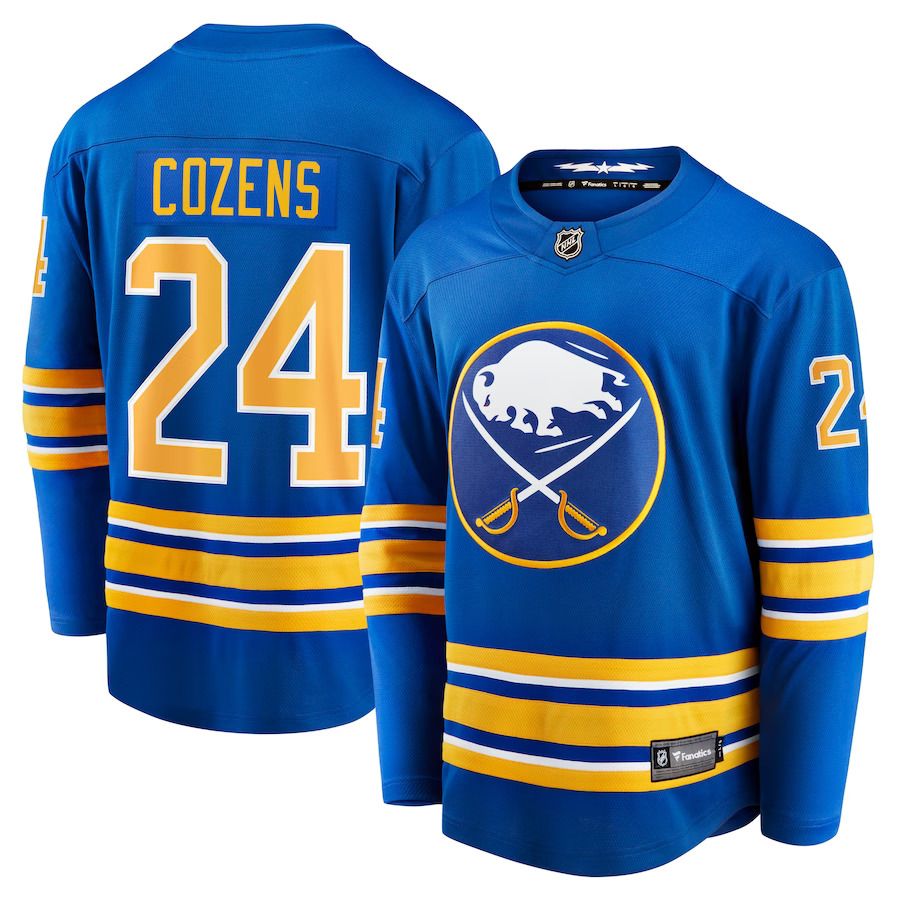 Men Buffalo Sabres 24 Dylan Cozens Fanatics Branded Royal Home Breakaway Player NHL Jersey